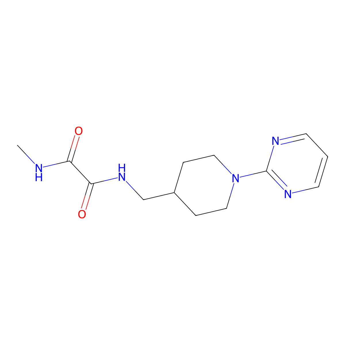 N1-methyl-N2-((1-(pyrimidin-2-yl)piperidin-4-yl)methyl)oxalamide molecular structure, CAS 1235163-30-0