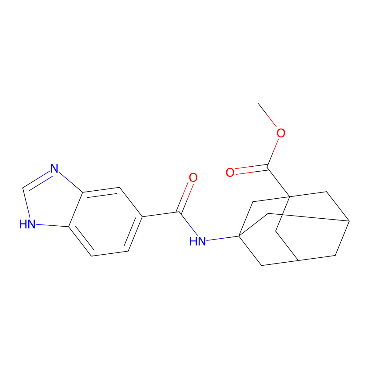 methyl 3-(1H-1,3-benzodiazole-5-amido)adamantane-1-carboxylate molecular structure, CAS 1235163-45-7