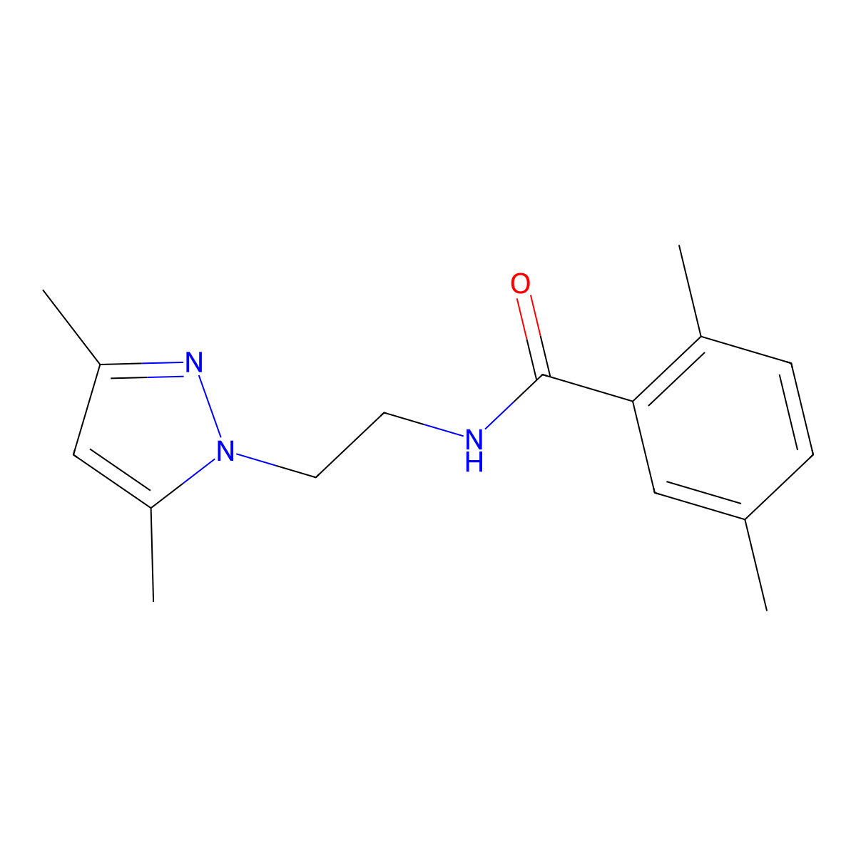 N-(2-(3,5-dimethyl-1H-pyrazol-1-yl)ethyl)-2,5-dimethylbenzamide molecular structure, CAS 1235166-29-6