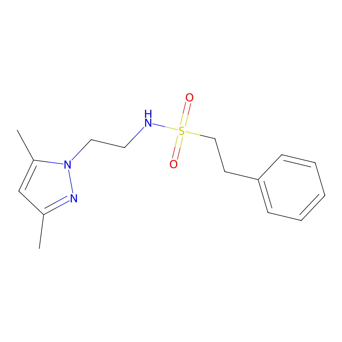 N-(2-(3,5-dimethyl-1H-pyrazol-1-yl)ethyl)-2-phenylethanesulfonamide molecular structure, CAS 1235169-05-7