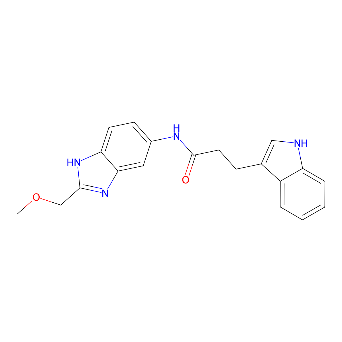 3-(1H-indol-3-yl)-N-[2-(methoxymethyl)-1H-benzimidazol-6-yl]propanamide molecular structure, CAS 1235173-98-4