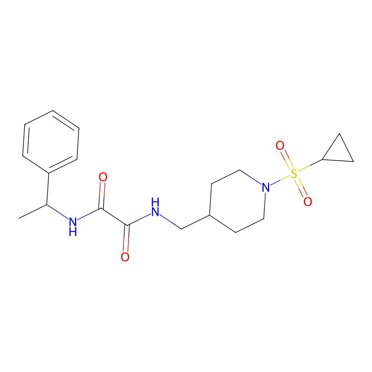 N1-((1-(cyclopropylsulfonyl)piperidin-4-yl)methyl)-N2-(1-phenylethyl)oxalamide molecular structure, CAS 1235177-51-1