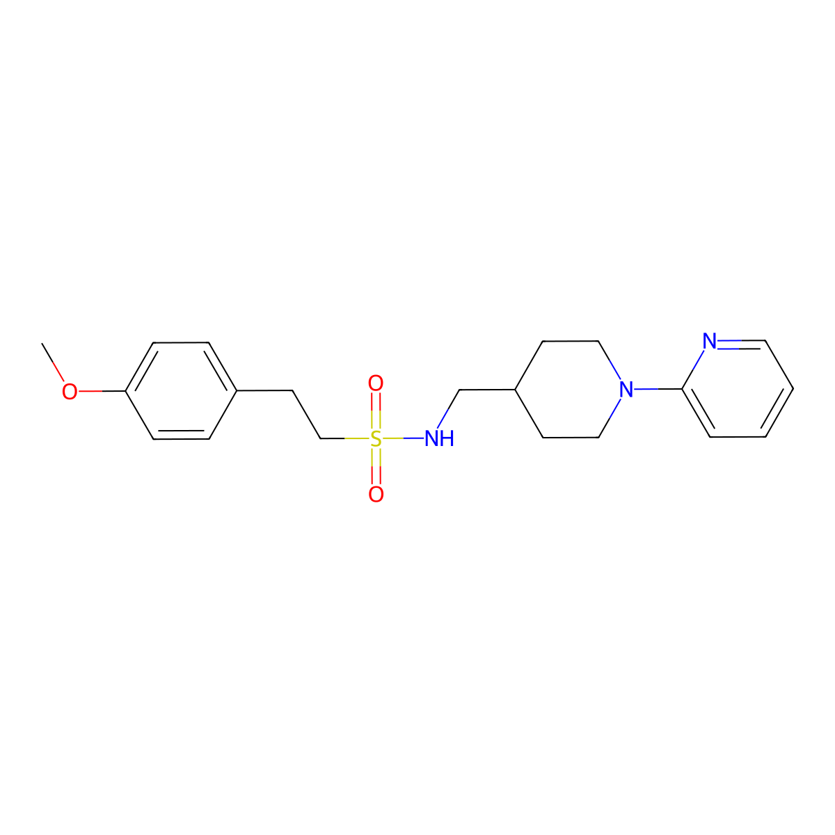 2-(4-methoxyphenyl)-N-((1-(pyridin-2-yl)piperidin-4-yl)methyl)ethanesulfonamide molecular structure, CAS 1235181-40-4