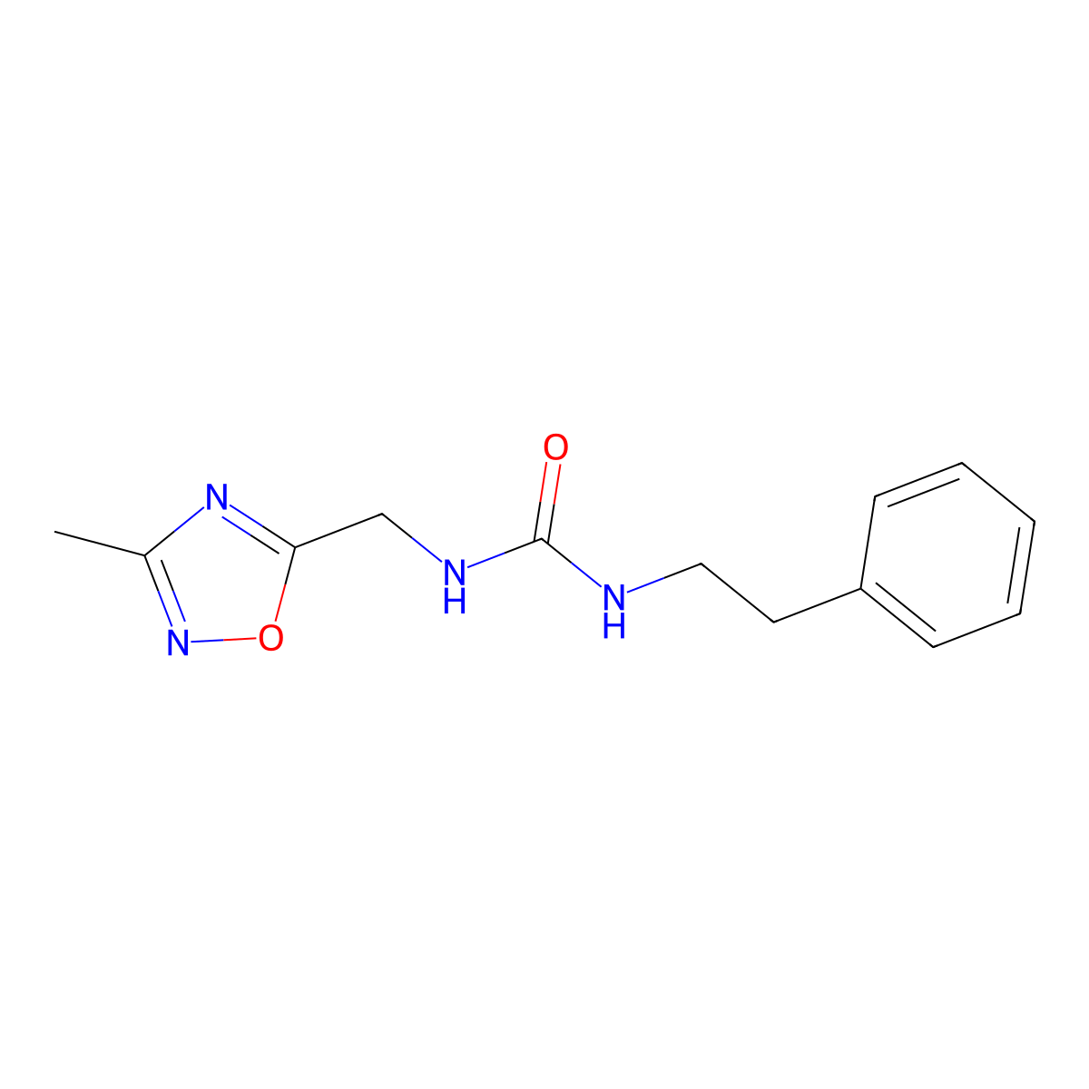 1-((3-Methyl-1,2,4-oxadiazol-5-yl)methyl)-3-phenethylurea molecular structure, CAS 1235199-17-3