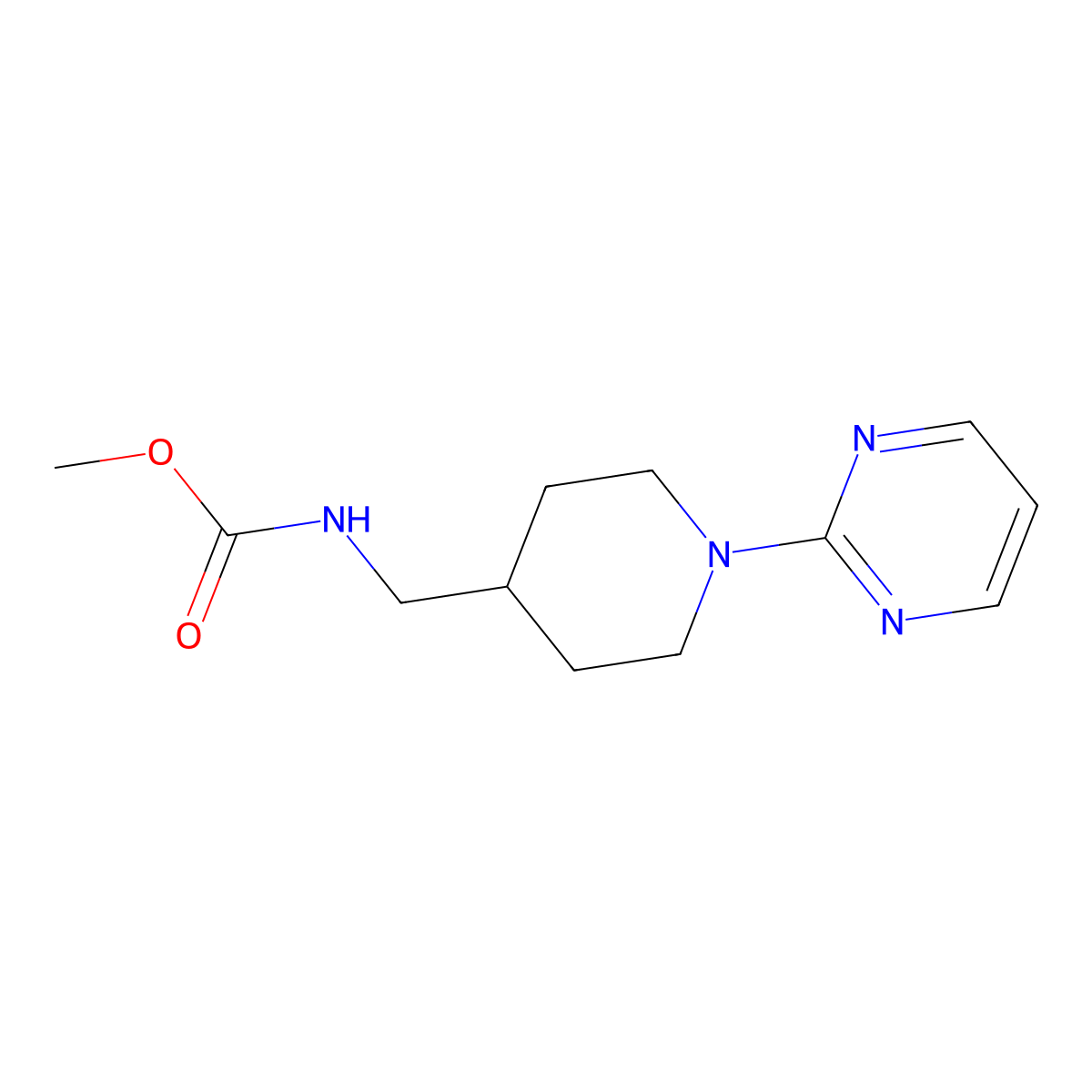 Methyl ((1-(pyrimidin-2-yl)piperidin-4-yl)methyl)carbamate molecular structure, CAS 1235199-36-6