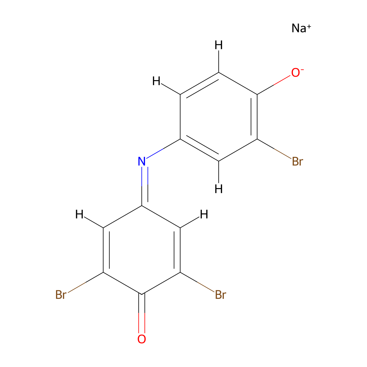 Sodium 2-bromo-4-((3,5-dibromo-4-oxocyclohexa-2,5-dien-1-ylidene)amino)phenolate molecular structure, CAS 123520-73-0