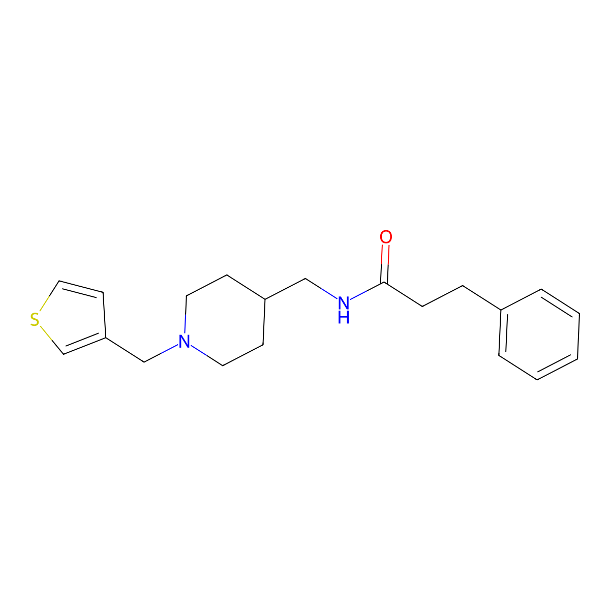 3-phenyl-N-((1-(thiophen-3-ylmethyl)piperidin-4-yl)methyl)propanamide molecular structure, CAS 1235200-22-2