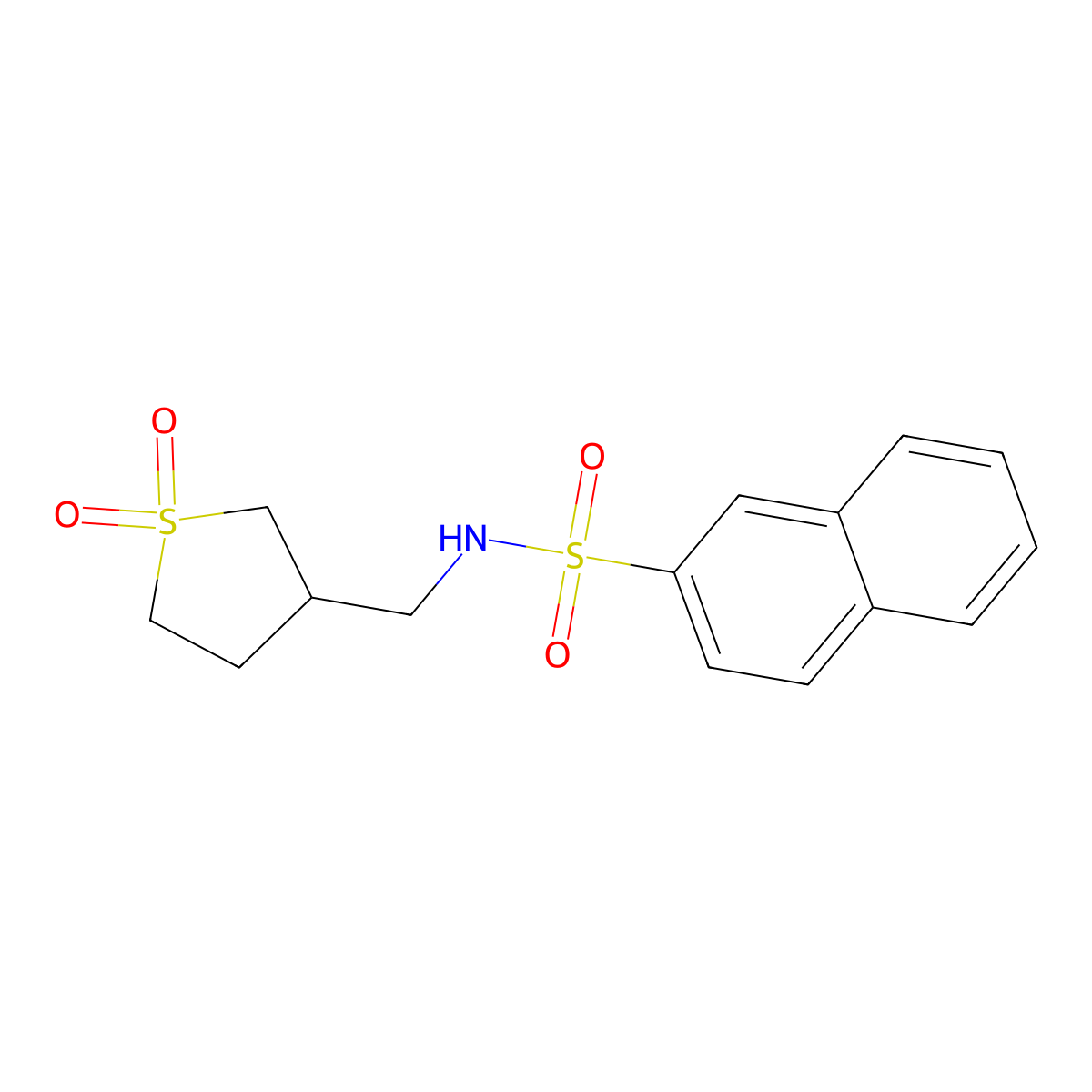 N-((1,1-dioxidotetrahydrothiophen-3-yl)methyl)naphthalene-2-sulfonamide molecular structure, CAS 1235201-51-0