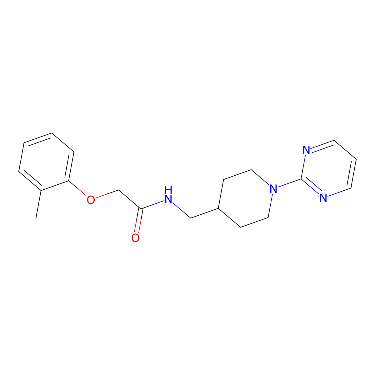 N-((1-(pyrimidin-2-yl)piperidin-4-yl)methyl)-2-(o-tolyloxy)acetamide molecular structure, CAS 1235202-51-3