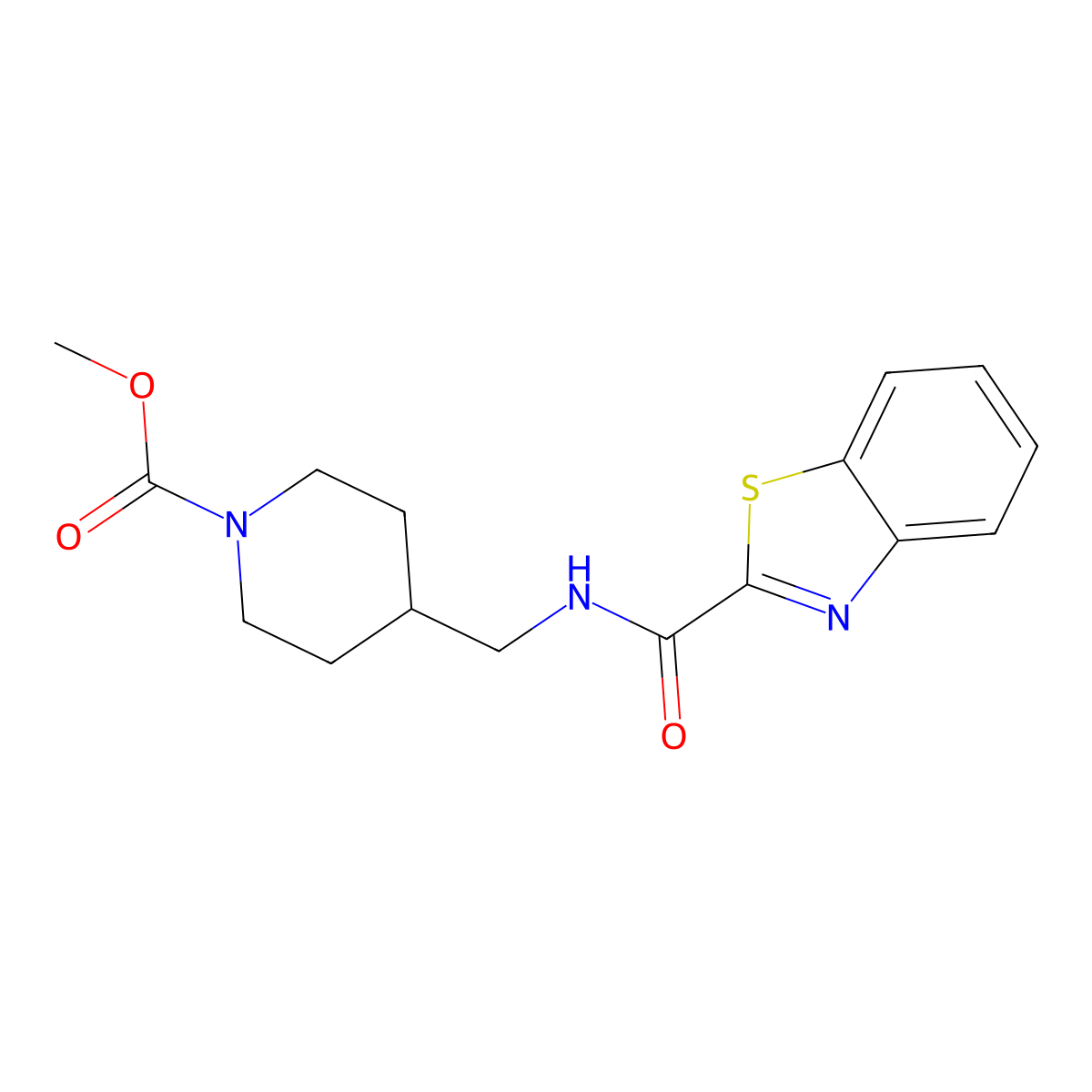Methyl 4-((benzo[d]thiazole-2-carboxamido)methyl)piperidine-1-carboxylate molecular structure, CAS 1235205-09-0