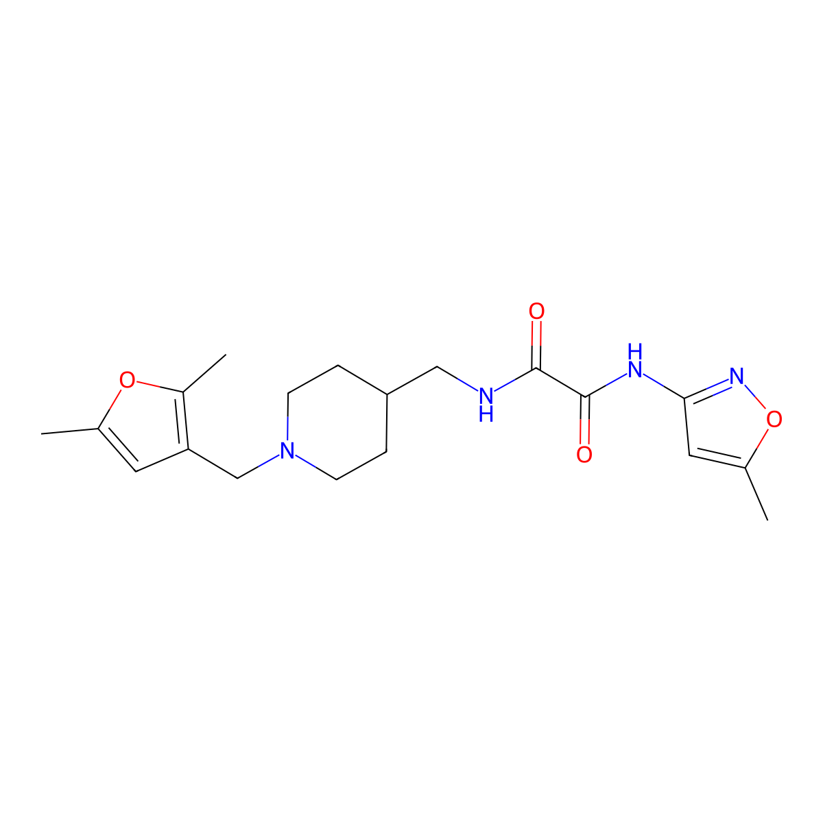 N1-((1-((2,5-dimethylfuran-3-yl)methyl)piperidin-4-yl)methyl)-N2-(5-methylisoxazol-3-yl)oxalamide molecular structure, CAS 1235211-68-3