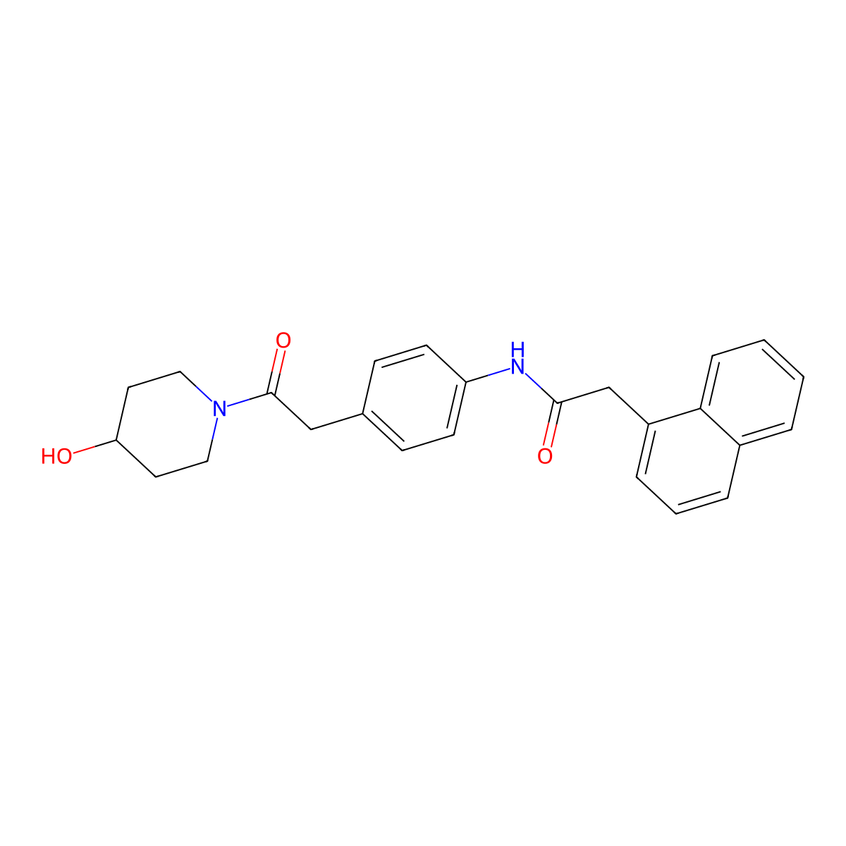 N-{4-[2-(4-hydroxypiperidin-1-yl)-2-oxoethyl]phenyl}-2-(naphthalen-1-yl)acetamide molecular structure, CAS 1235217-06-7