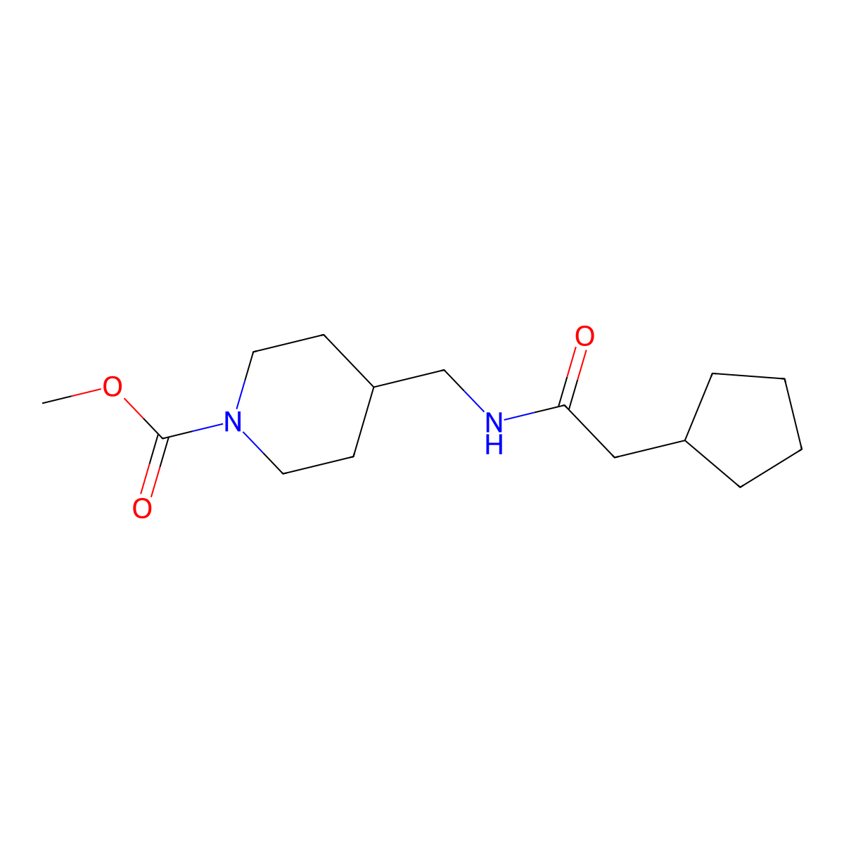 Methyl 4-[(2-cyclopentylacetamido)methyl]piperidine-1-carboxylate molecular structure, CAS 1235217-66-9