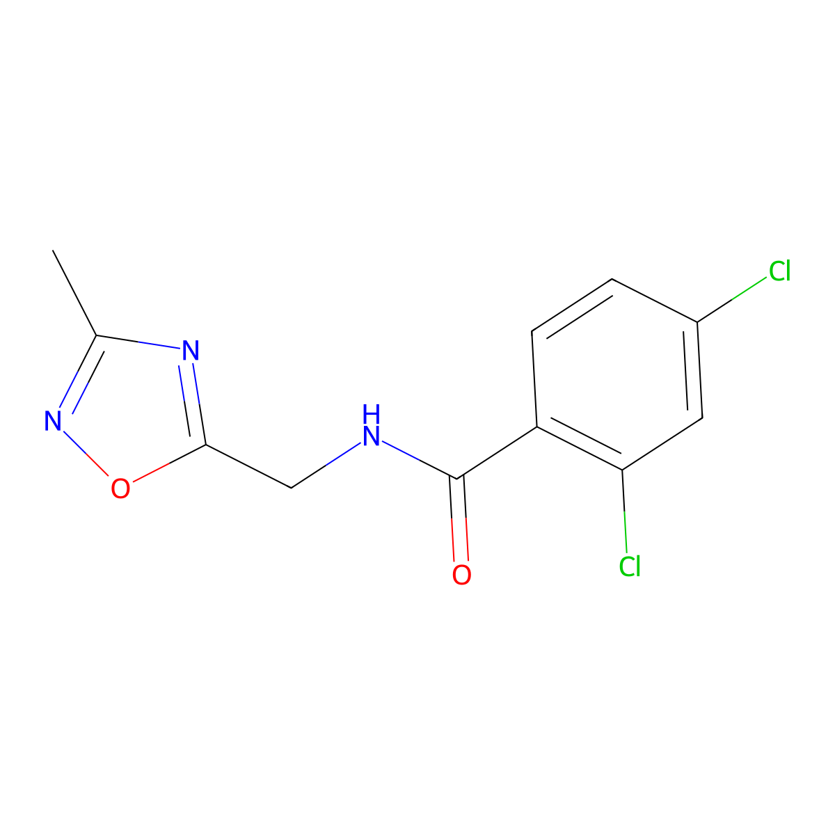 2,4-dichloro-N-[(3-methyl-1,2,4-oxadiazol-5-yl)methyl]benzamide molecular structure, CAS 1235218-56-0