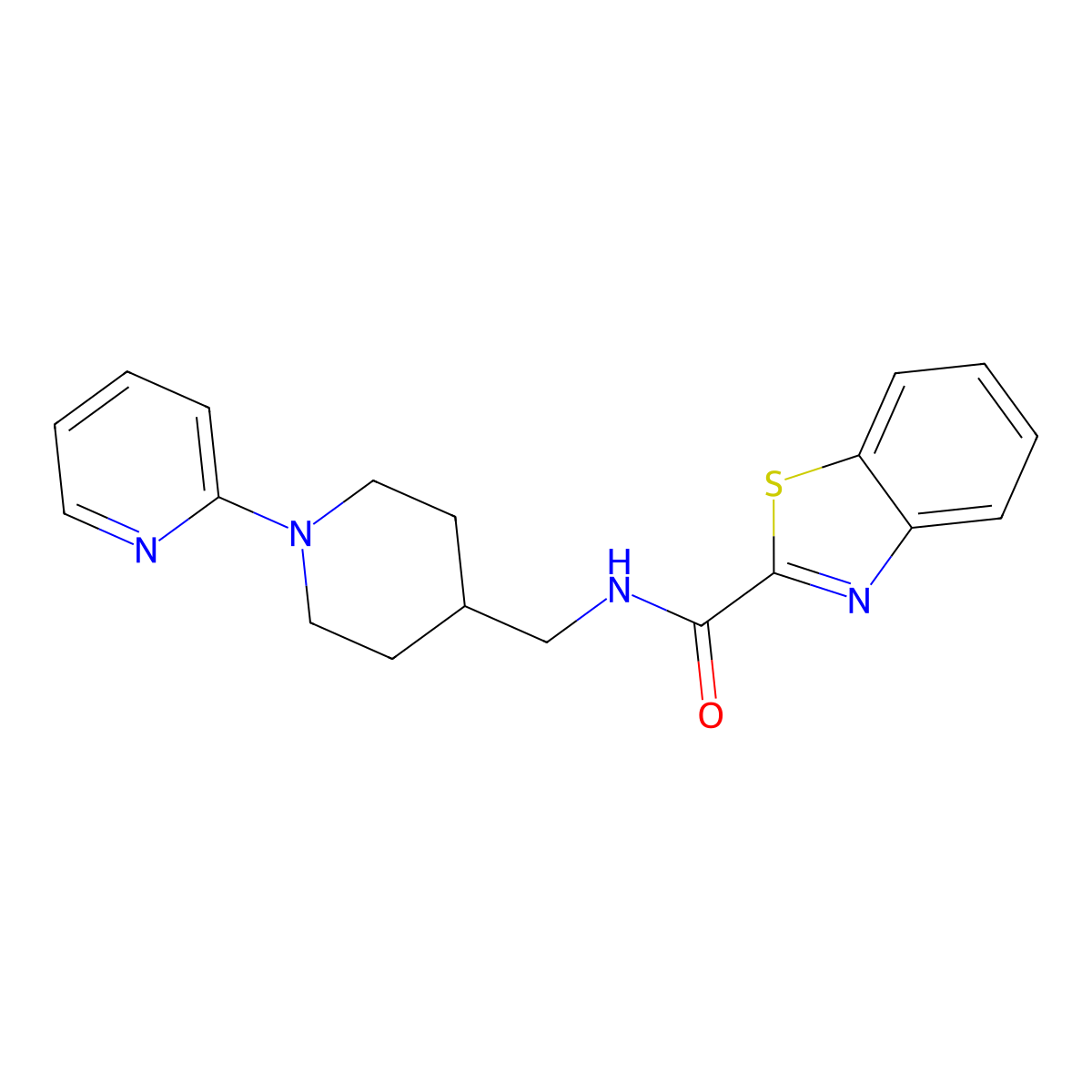 N-((1-(pyridin-2-yl)piperidin-4-yl)methyl)benzo[d]thiazole-2-carboxamide molecular structure, CAS 1235219-32-5
