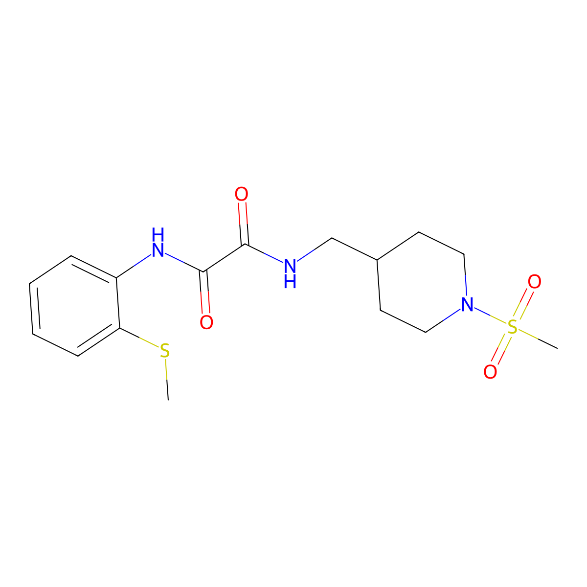 N1-((1-(methylsulfonyl)piperidin-4-yl)methyl)-N2-(2-(methylthio)phenyl)oxalamide molecular structure, CAS 1235219-55-2