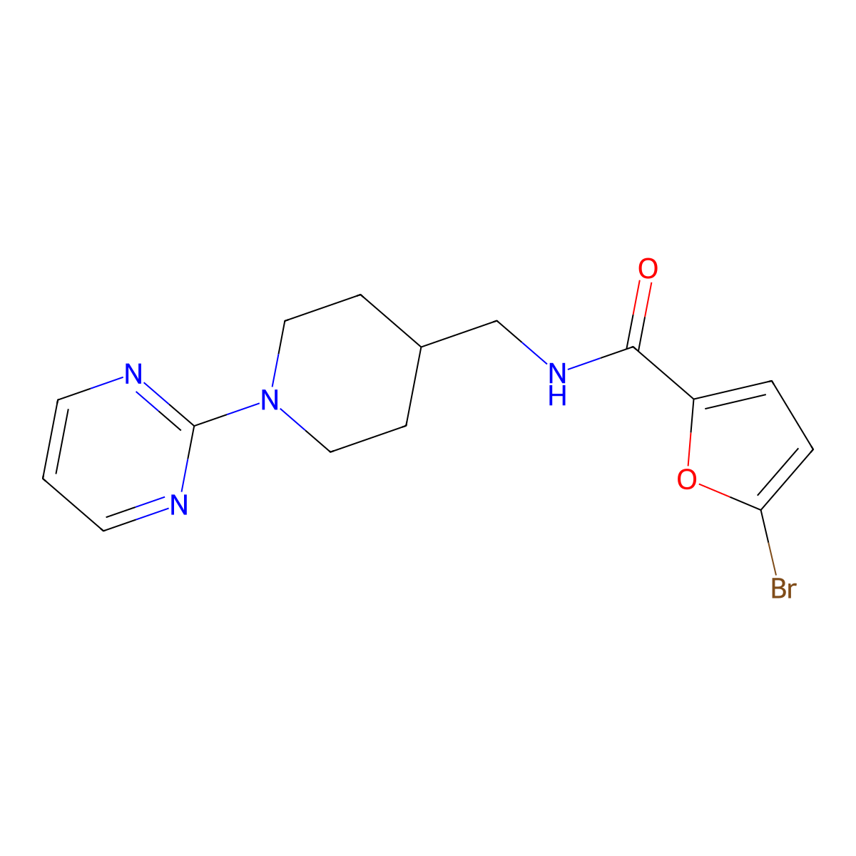 5-bromo-N-{[1-(pyrimidin-2-yl)piperidin-4-yl]methyl}furan-2-carboxamide molecular structure, CAS 1235222-20-4