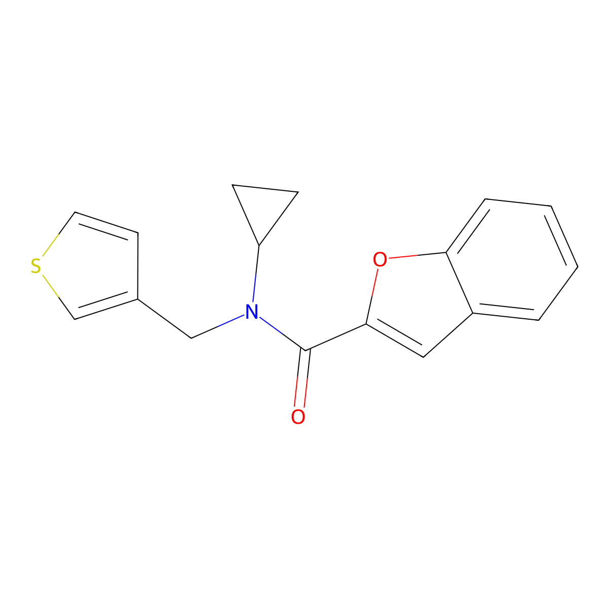 N-cyclopropyl-N-(thiophen-3-ylmethyl)benzofuran-2-carboxamide molecular structure, CAS 1235223-02-5