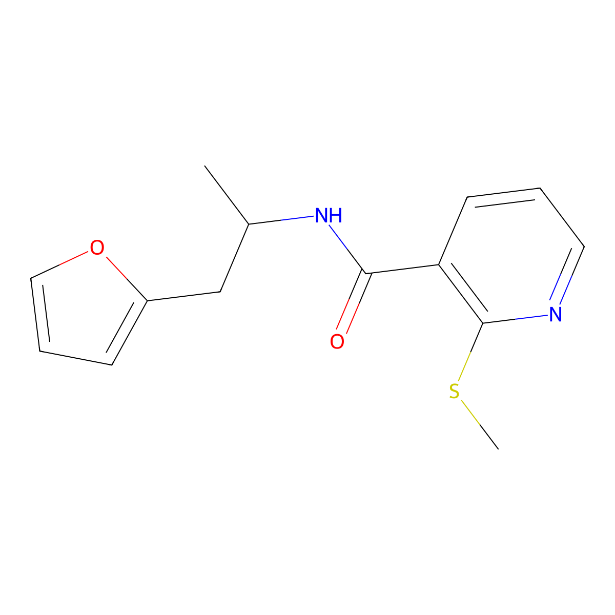 N-[1-(furan-2-yl)propan-2-yl]-2-(methylsulfanyl)pyridine-3-carboxamide molecular structure, CAS 1235223-91-2