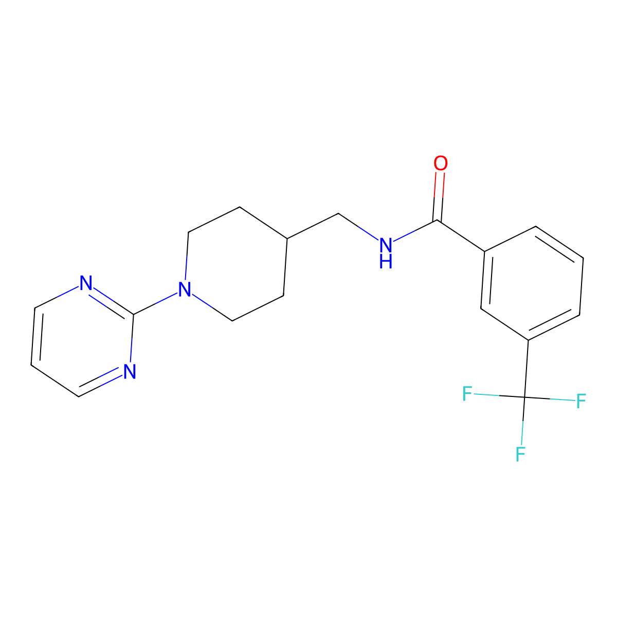 N-{[1-(pyrimidin-2-yl)piperidin-4-yl]methyl}-3-(trifluoromethyl)benzamide molecular structure, CAS 1235225-87-2