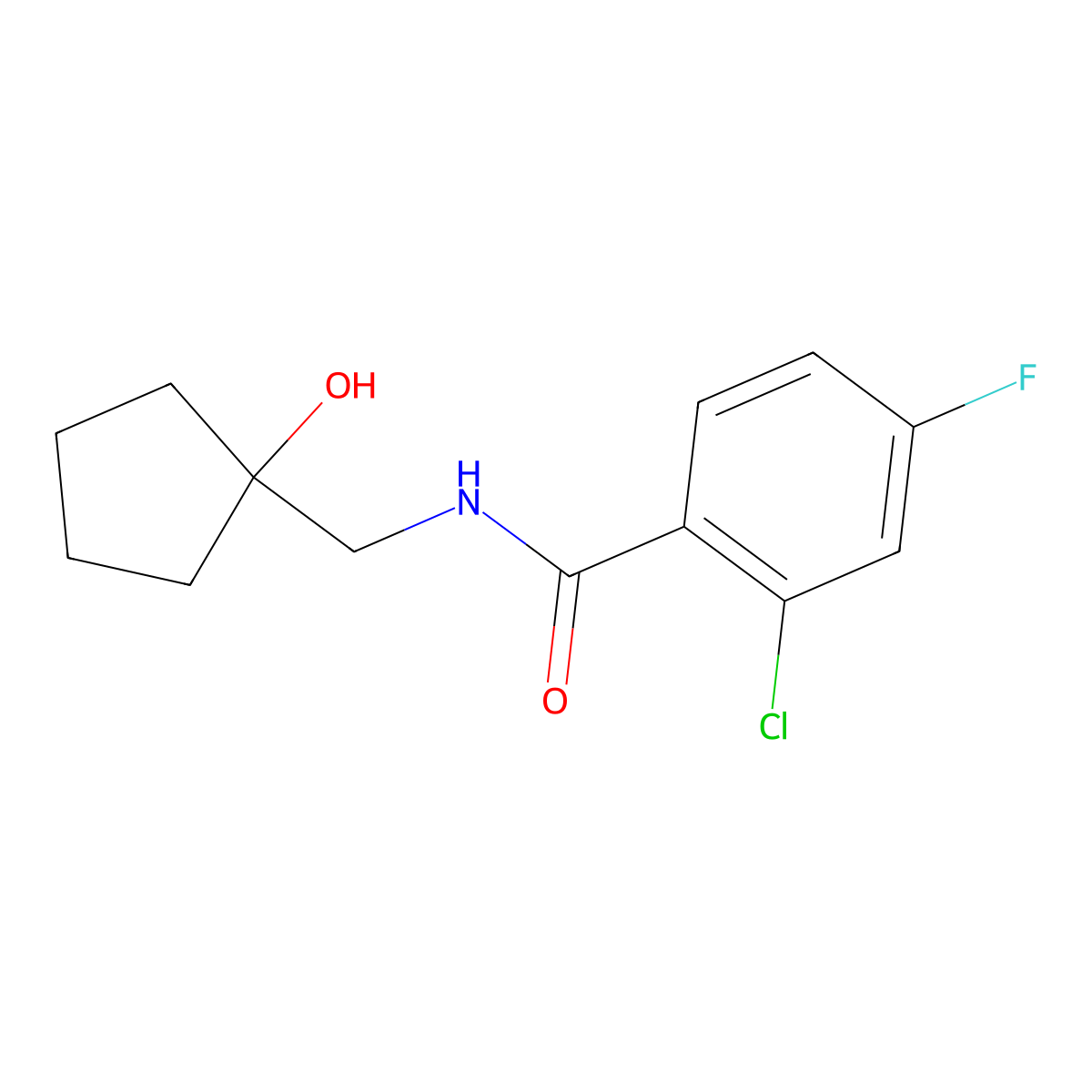 2-chloro-4-fluoro-N-[(1-hydroxycyclopentyl)methyl]benzamide molecular structure, CAS 1235226-91-1