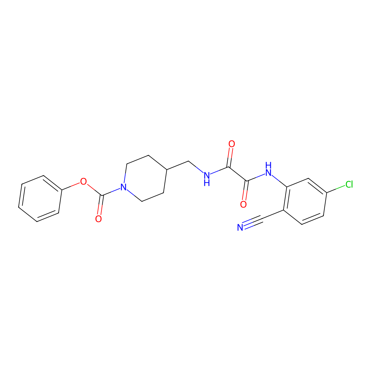 Phenyl 4-((2-((5-chloro-2-cyanophenyl)amino)-2-oxoacetamido)methyl)piperidine-1-carboxylate molecular structure, CAS 1235231-44-3