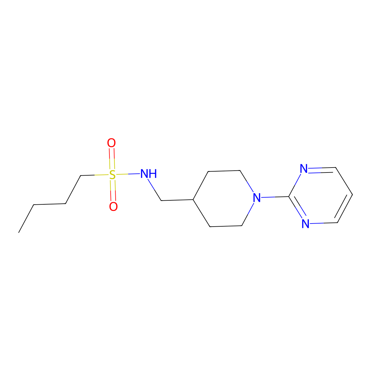 N-{[1-(pyrimidin-2-yl)piperidin-4-yl]methyl}butane-1-sulfonamide molecular structure, CAS 1235231-82-9