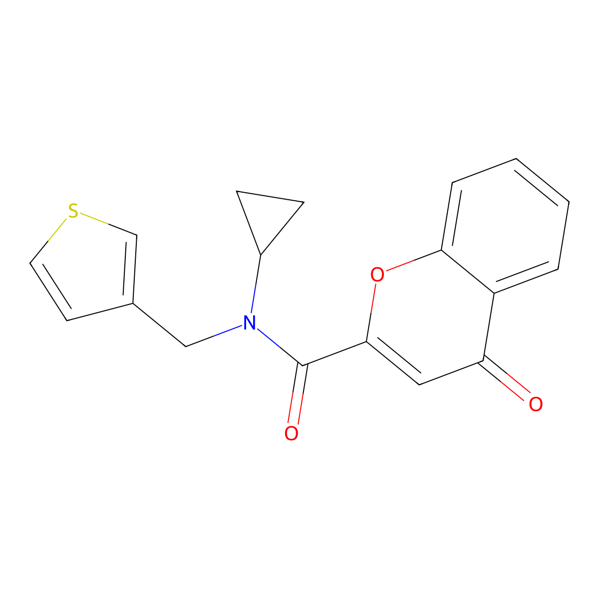 N-cyclopropyl-4-oxo-N-(thiophen-3-ylmethyl)-4H-chromene-2-carboxamide molecular structure, CAS 1235232-05-9