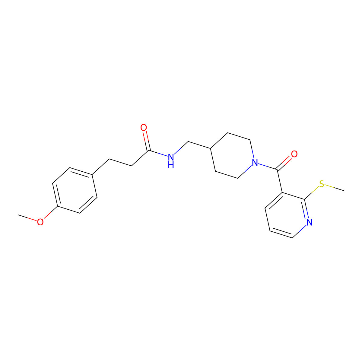 3-(4-methoxyphenyl)-N-((1-(2-(methylthio)nicotinoyl)piperidin-4-yl)methyl)propanamide molecular structure, CAS 1235232-44-6