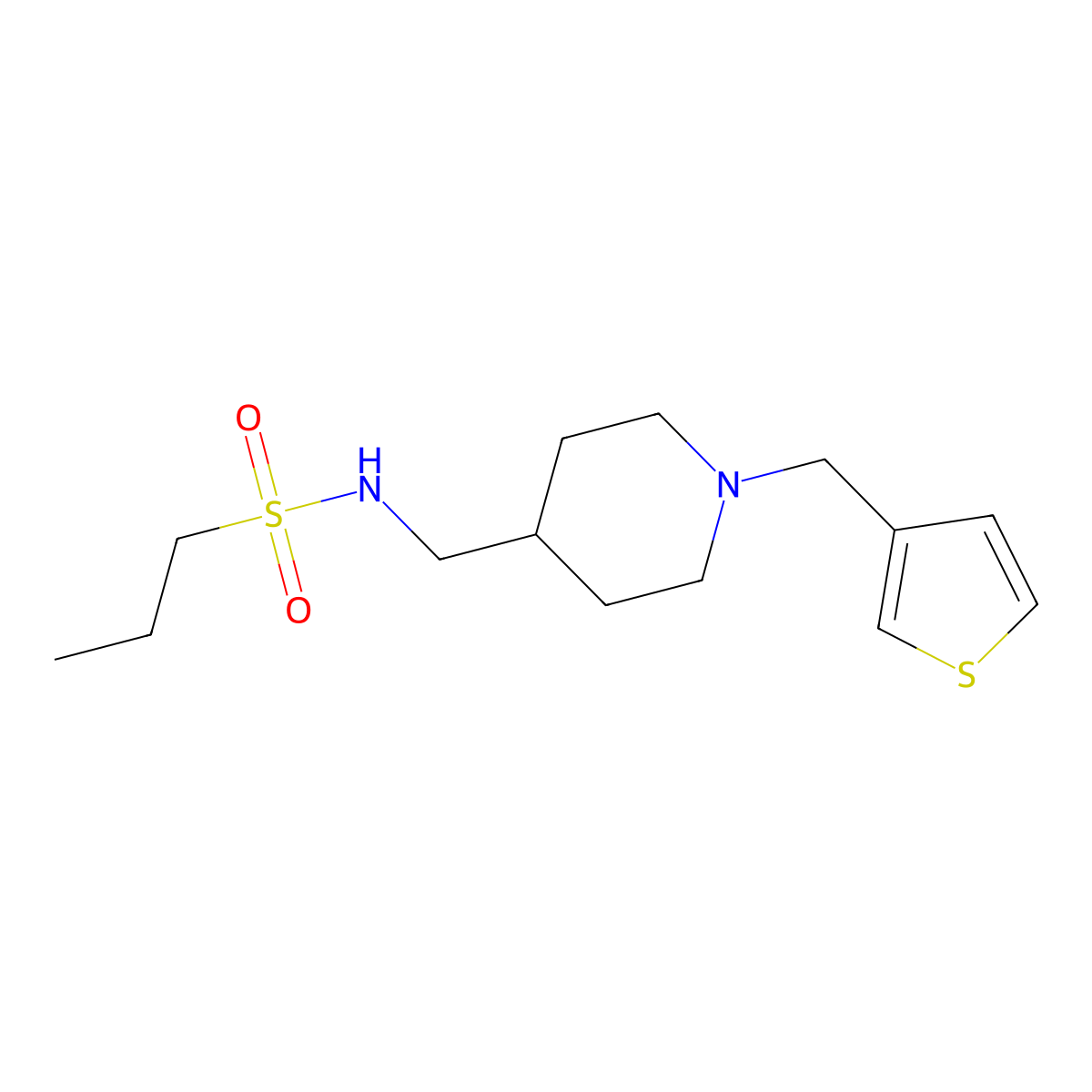 N-((1-(thiophen-3-ylmethyl)piperidin-4-yl)methyl)propane-1-sulfonamide molecular structure, CAS 1235234-91-9