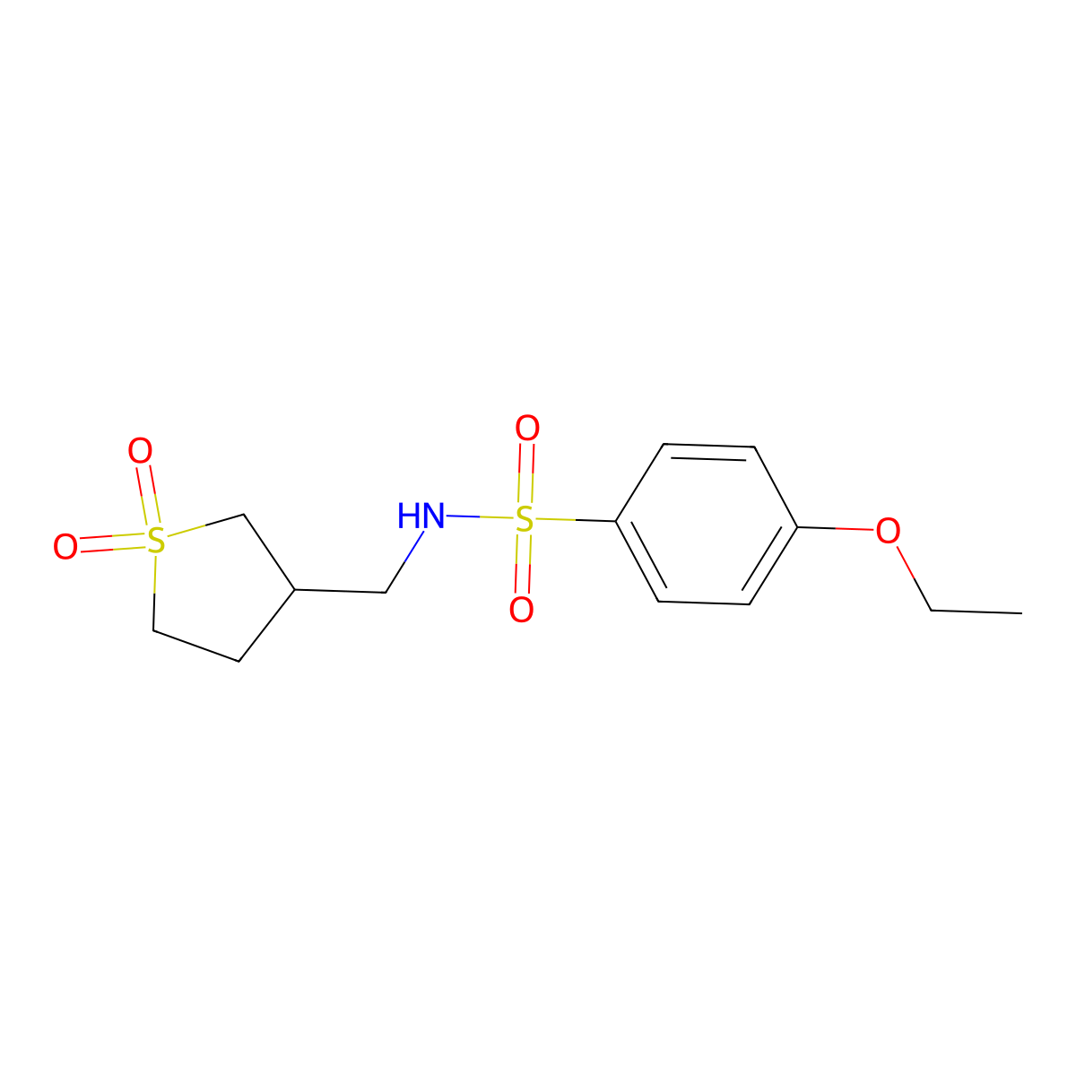 N-((1,1-dioxidotetrahydrothiophen-3-yl)methyl)-4-ethoxybenzenesulfonamide molecular structure, CAS 1235235-14-9