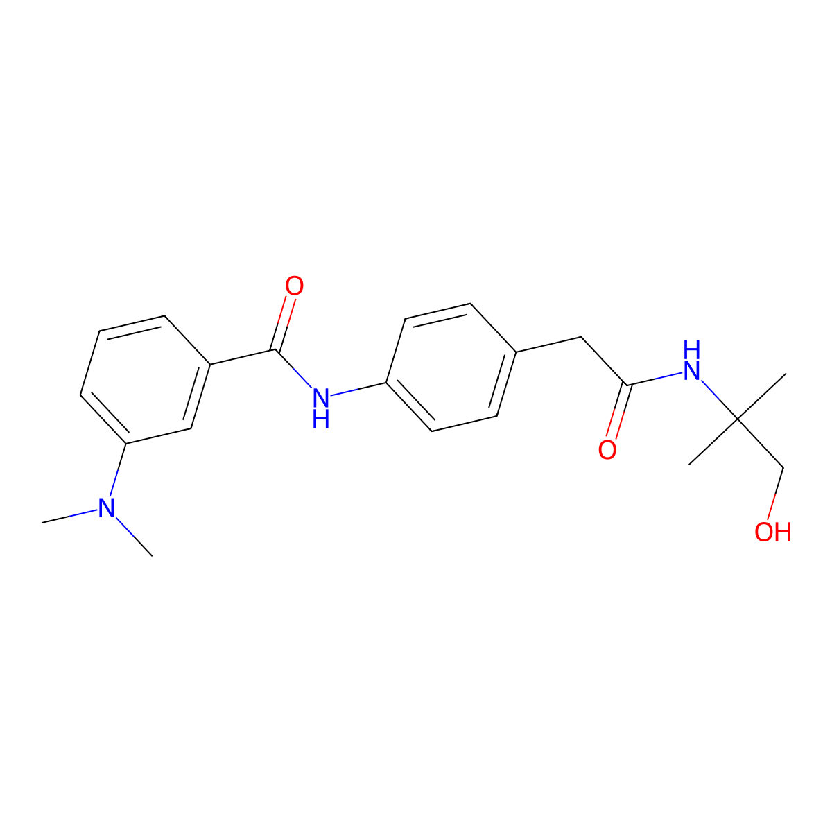 3-(dimethylamino)-N-(4-(2-((1-hydroxy-2-methylpropan-2-yl)amino)-2-oxoethyl)phenyl)benzamide molecular structure, CAS 1235235-63-8