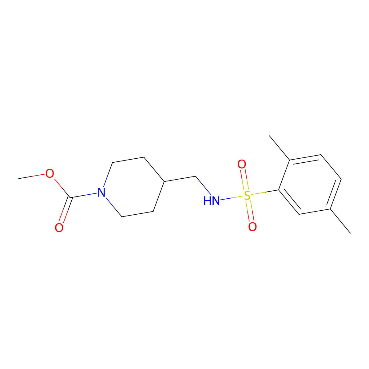 Methyl 4-[(2,5-dimethylbenzenesulfonamido)methyl]piperidine-1-carboxylate molecular structure, CAS 1235235-70-7