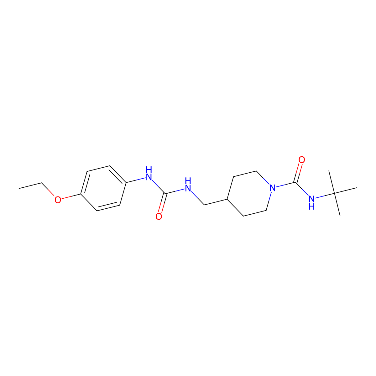 N-(tert-butyl)-4-((3-(4-ethoxyphenyl)ureido)methyl)piperidine-1-carboxamide molecular structure, CAS 1235235-75-2