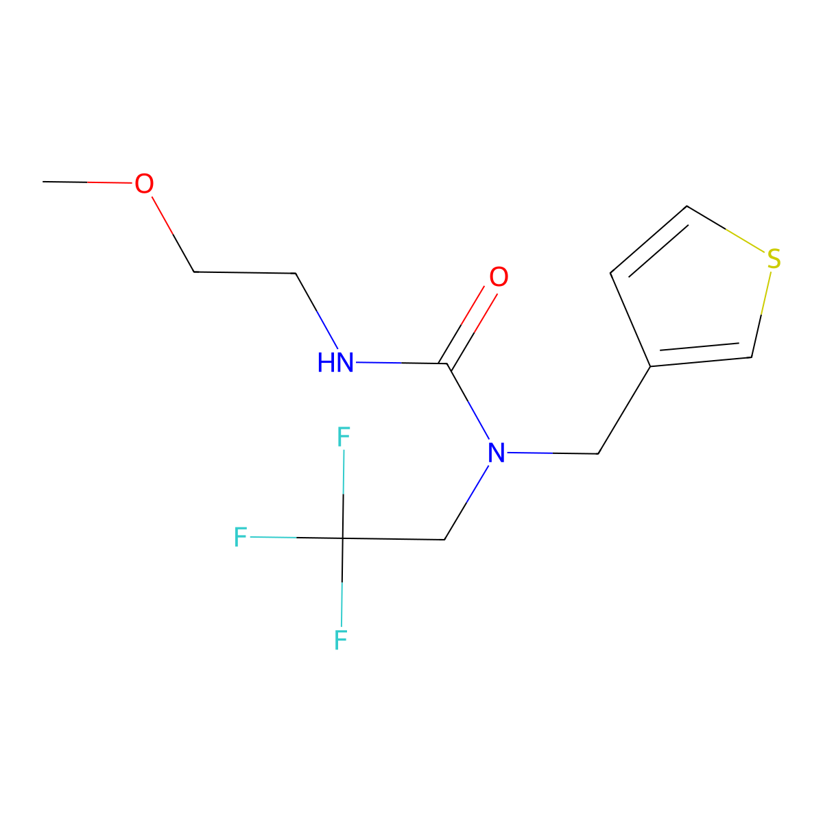 3-(2-Methoxyethyl)-1-(thiophen-3-ylmethyl)-1-(2,2,2-trifluoroethyl)urea molecular structure, CAS 1235237-84-9