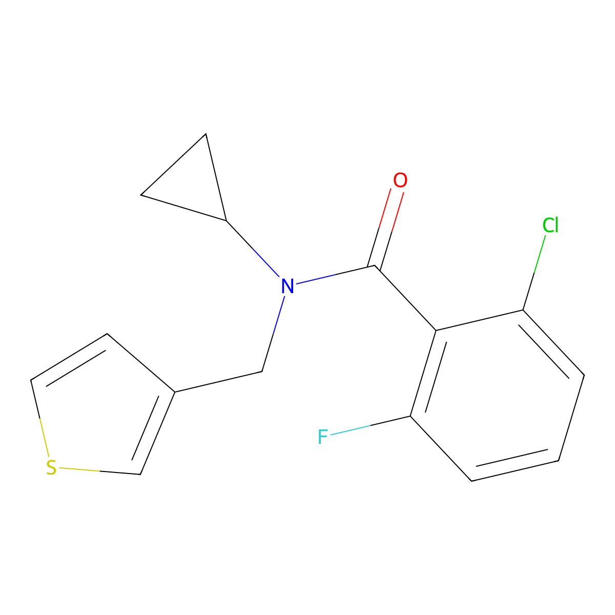 2-chloro-N-cyclopropyl-6-fluoro-N-(thiophen-3-ylmethyl)benzamide molecular structure, CAS 1235238-66-0