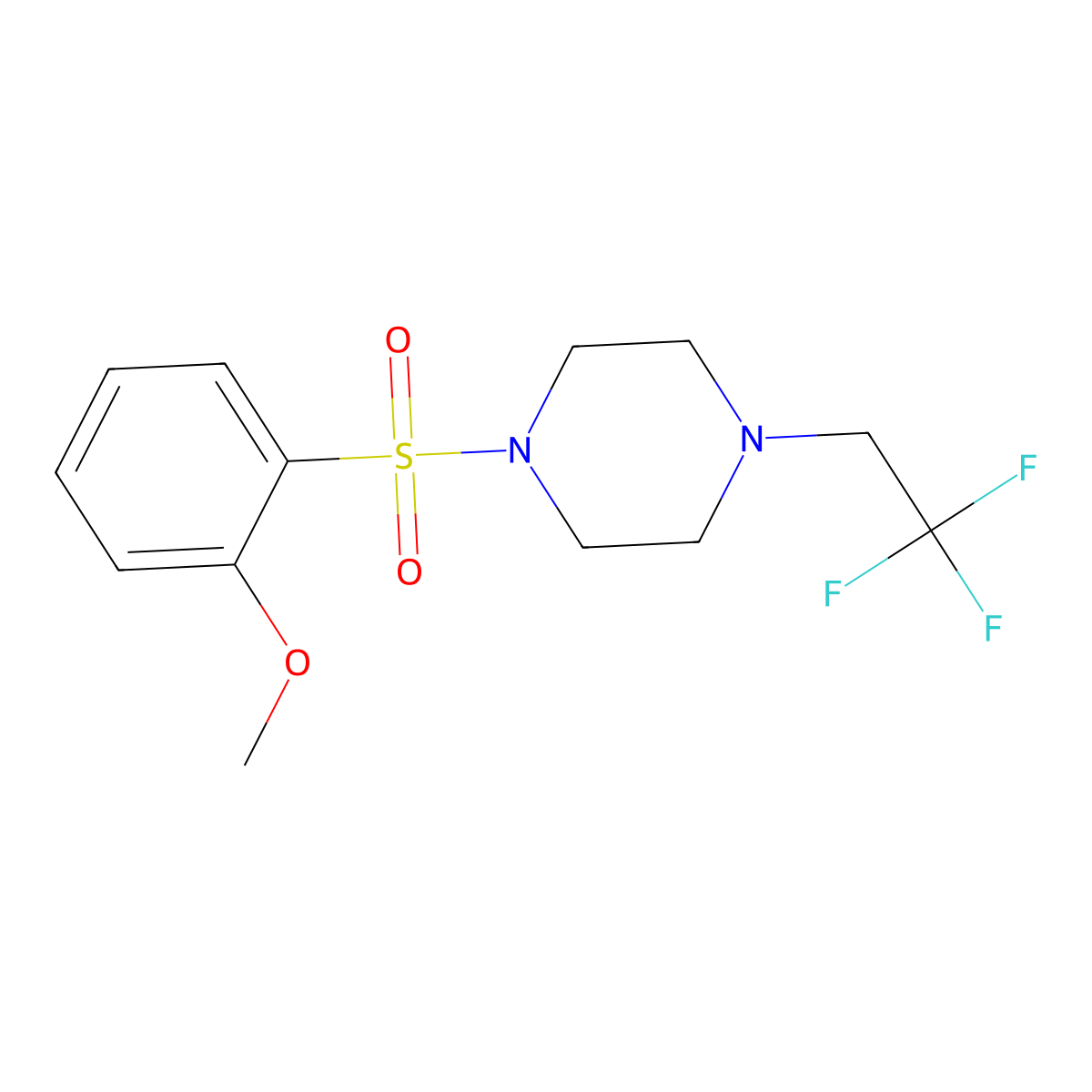 1-((2-Methoxyphenyl)sulfonyl)-4-(2,2,2-trifluoroethyl)piperazine molecular structure, CAS 1235238-89-7