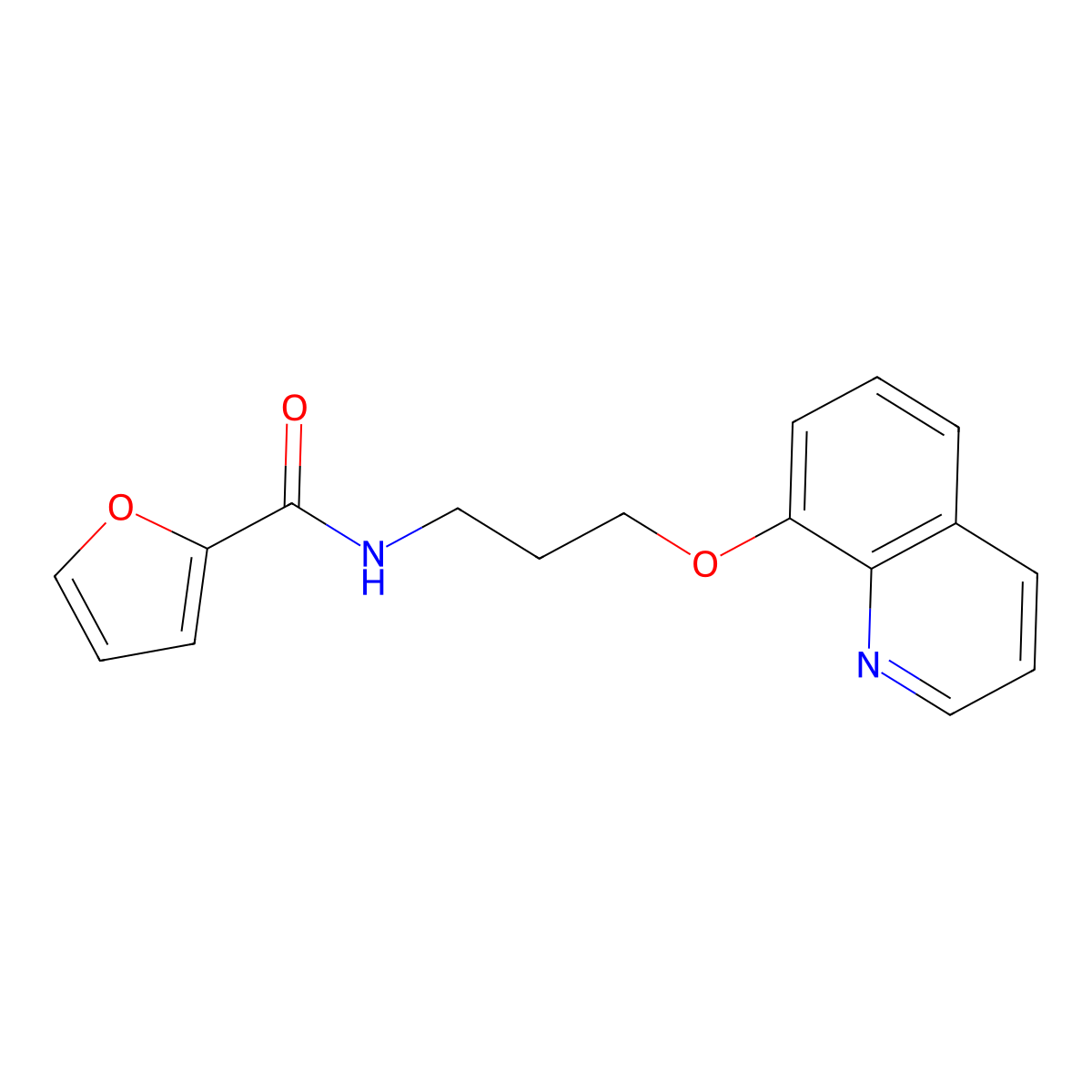 N-(3-(quinolin-8-yloxy)propyl)furan-2-carboxamide molecular structure, CAS 1235239-45-8
