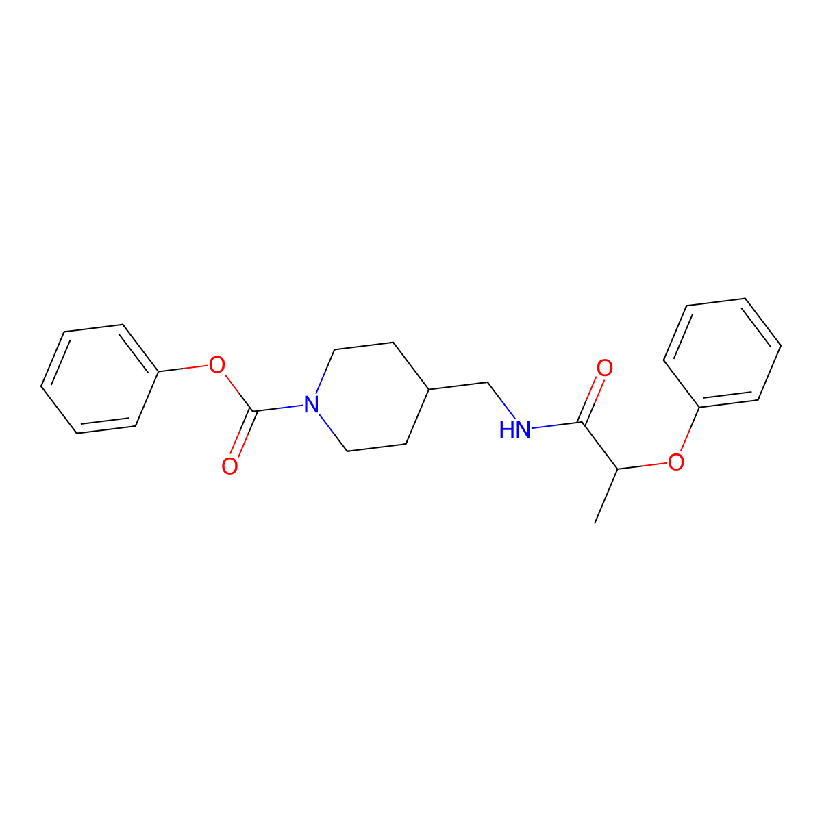 Phenyl 4-((2-phenoxypropanamido)methyl)piperidine-1-carboxylate molecular structure, CAS 1235240-73-9