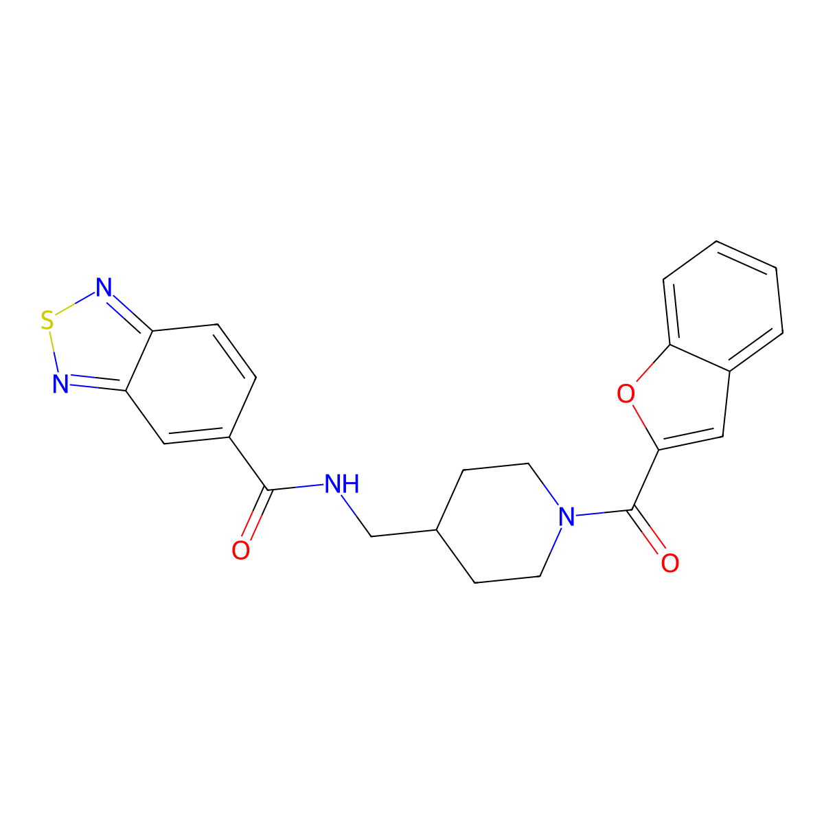 N-((1-(benzofuran-2-carbonyl)piperidin-4-yl)methyl)benzo[c][1,2,5]thiadiazole-5-carboxamide molecular structure, CAS 1235244-90-2