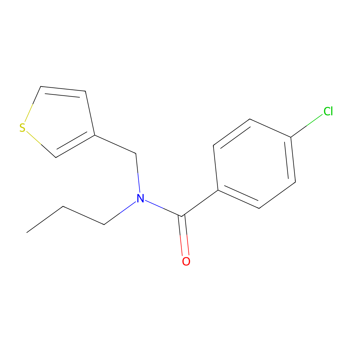 4-chloro-N-propyl-N-(thiophen-3-ylmethyl)benzamide molecular structure, CAS 1235256-16-2