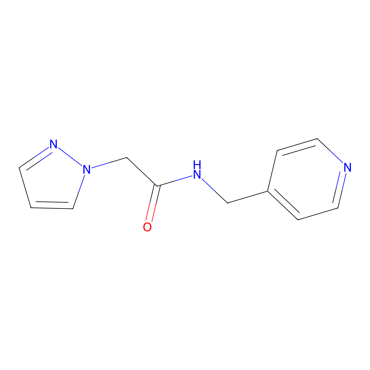 2-(1H-pyrazol-1-yl)-N-(pyridin-4-ylmethyl)acetamide molecular structure, CAS 1235256-40-2