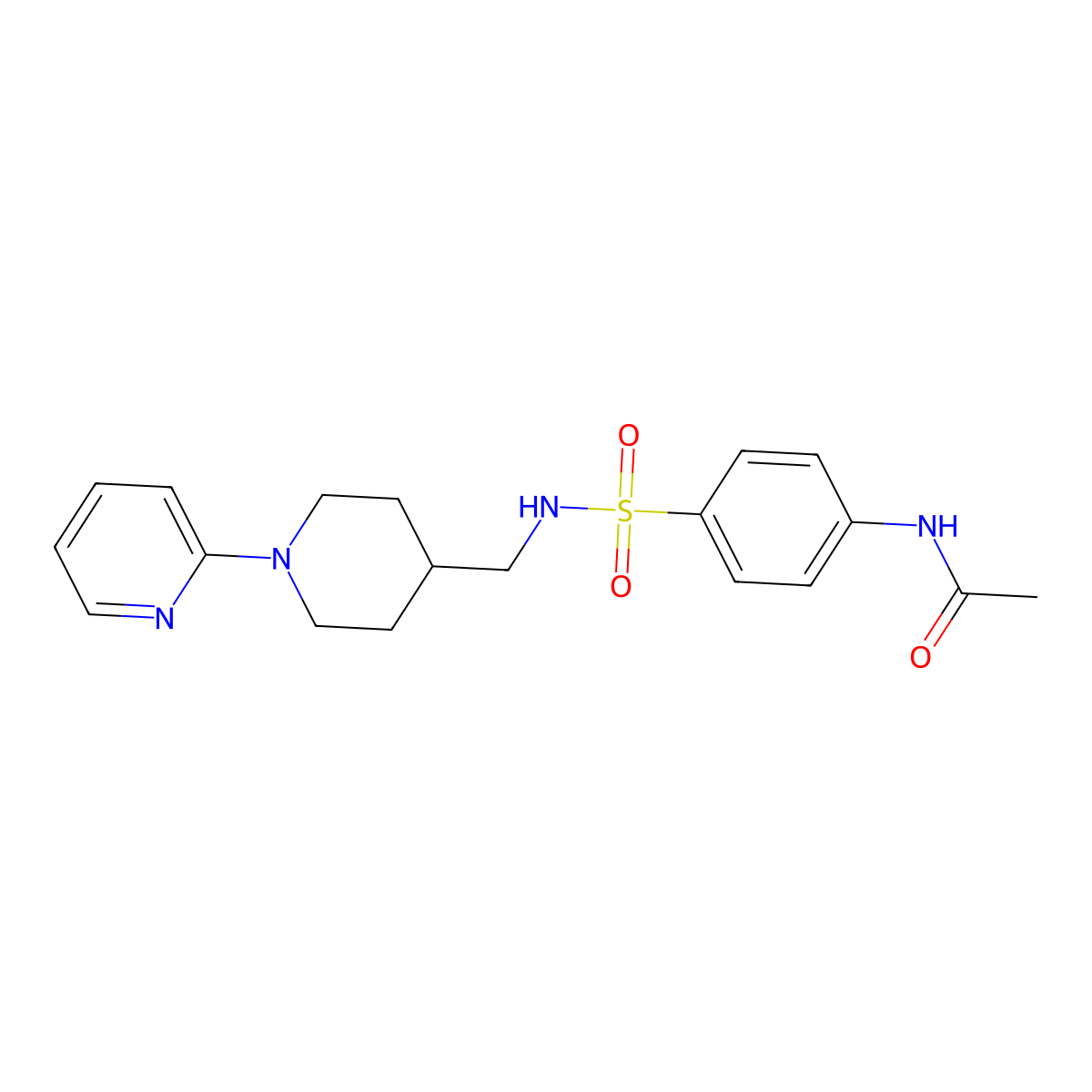 N-(4-(N-((1-(pyridin-2-yl)piperidin-4-yl)methyl)sulfamoyl)phenyl)acetamide molecular structure, CAS 1235256-58-2
