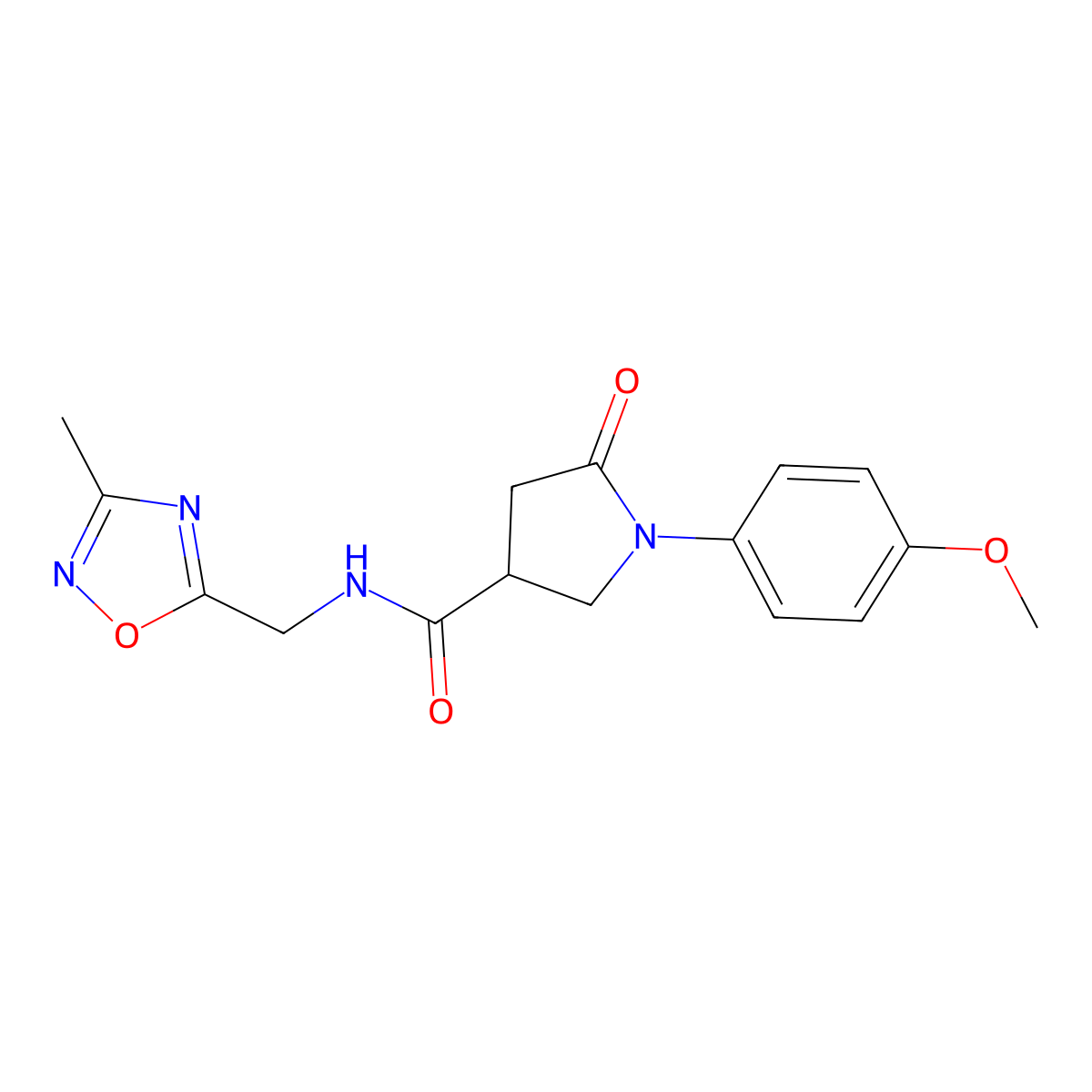 1-(4-methoxyphenyl)-N-[(3-methyl-1,2,4-oxadiazol-5-yl)methyl]-5-oxopyrrolidine-3-carboxamide molecular structure, CAS 1235256-60-6