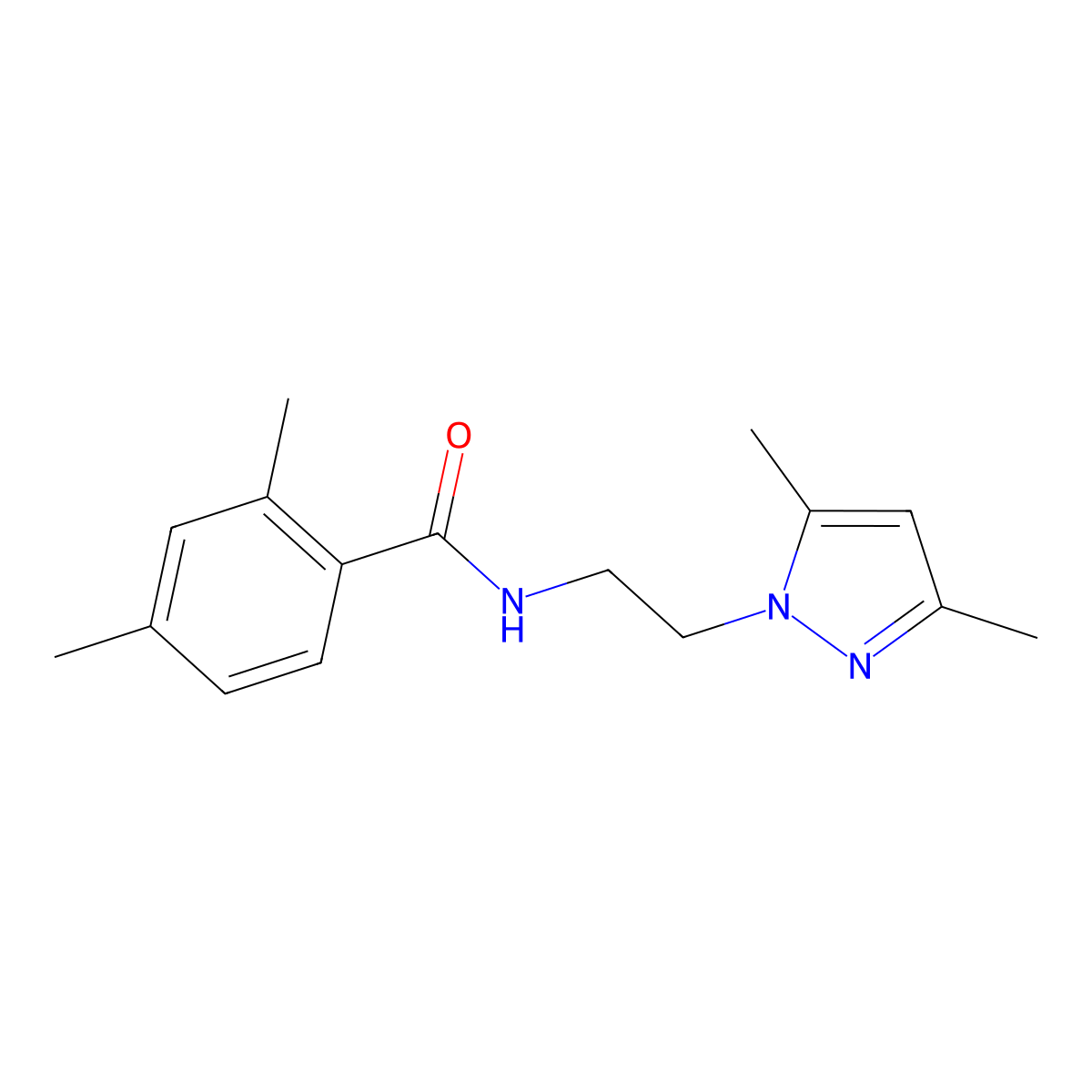 N-[2-(3,5-dimethyl-1H-pyrazol-1-yl)ethyl]-2,4-dimethylbenzamide molecular structure, CAS 1235262-96-0