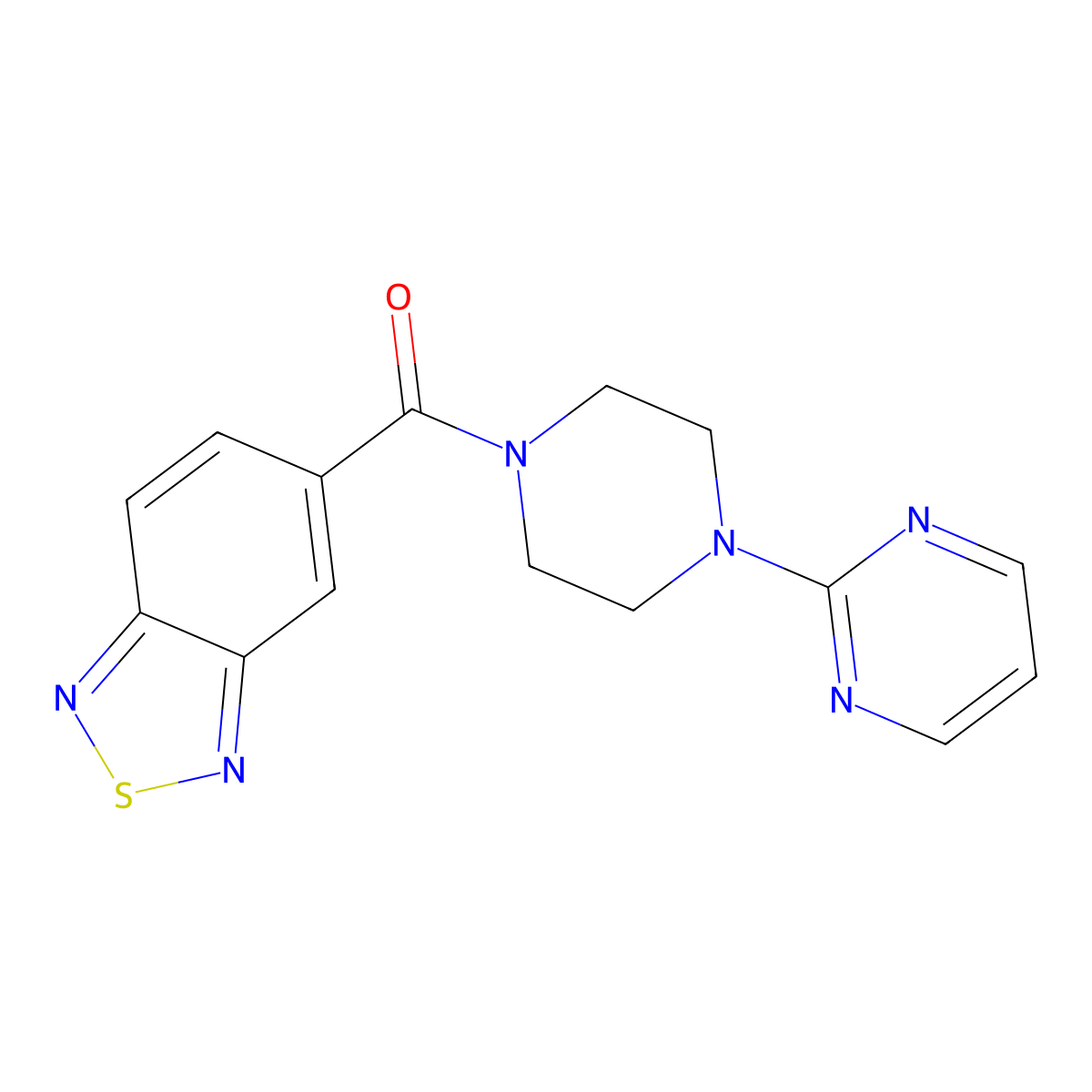Benzo[c][1,2,5]thiadiazol-5-yl(4-(pyrimidin-2-yl)piperazin-1-yl)methanone molecular structure, CAS 1235264-62-6