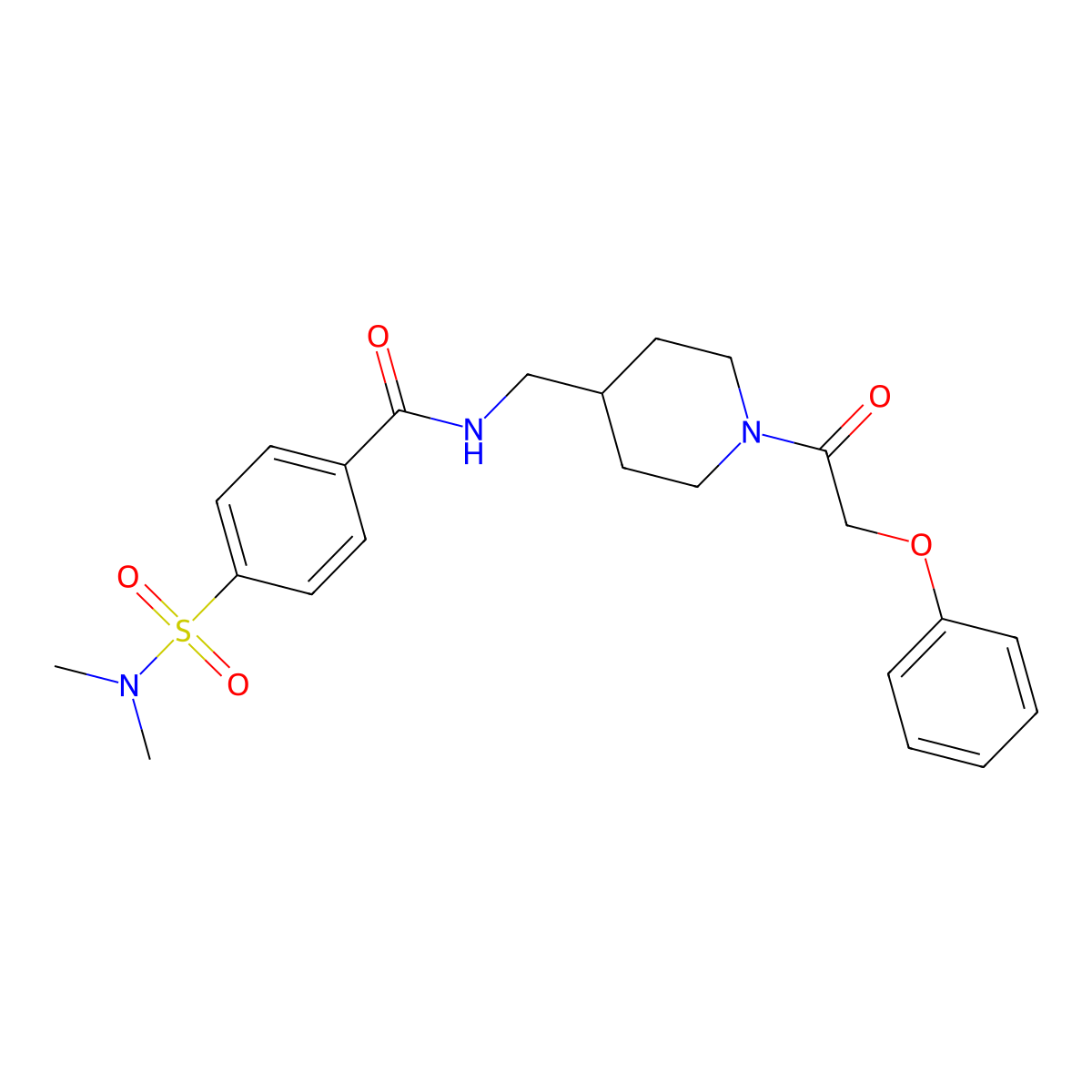 4-(N,N-dimethylsulfamoyl)-N-((1-(2-phenoxyacetyl)piperidin-4-yl)methyl)benzamide molecular structure, CAS 1235264-90-0