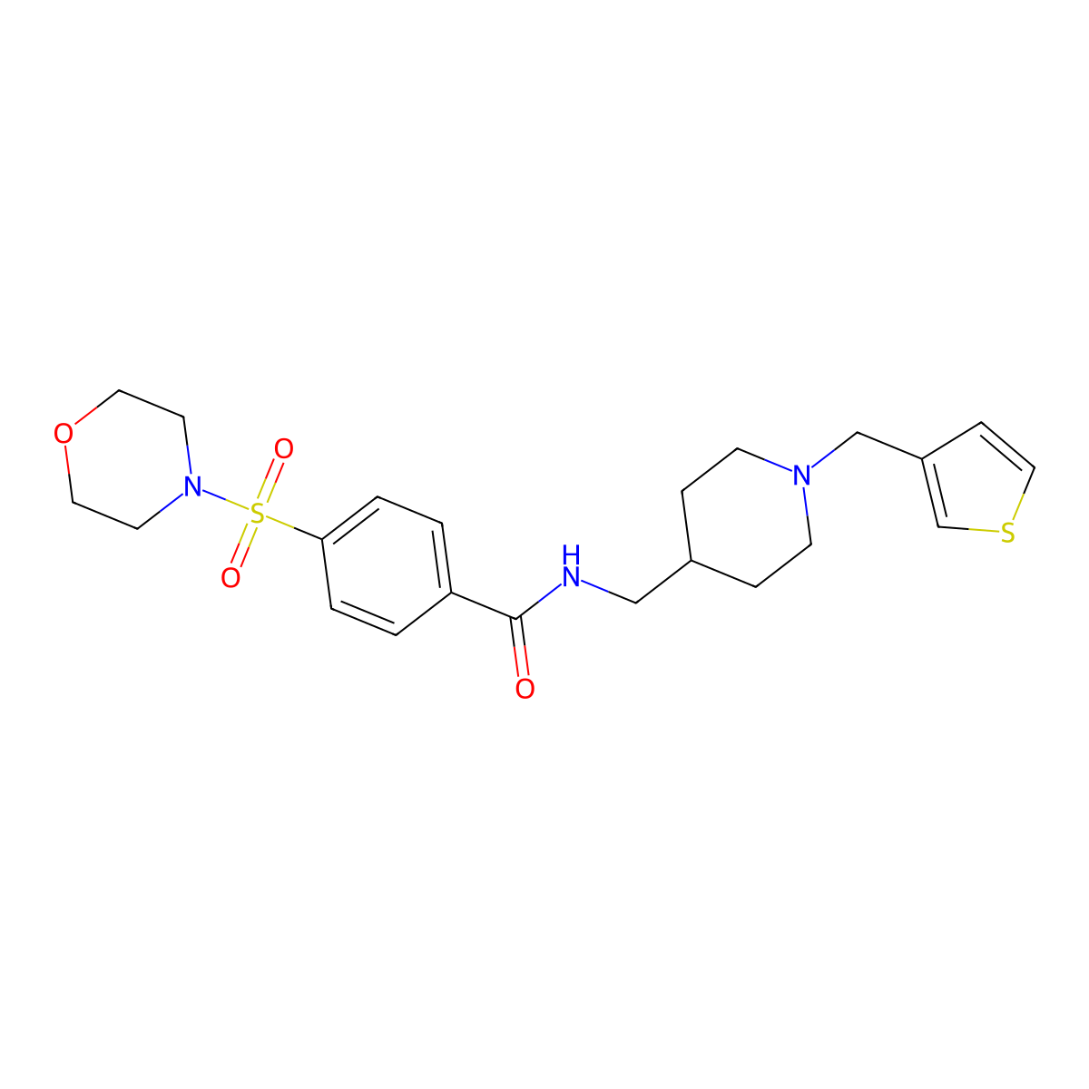 4-(morpholinosulfonyl)-N-((1-(thiophen-3-ylmethyl)piperidin-4-yl)methyl)benzamide molecular structure, CAS 1235265-29-8