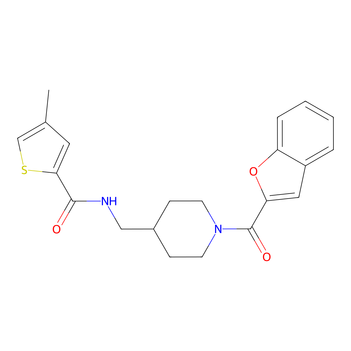 N-((1-(benzofuran-2-carbonyl)piperidin-4-yl)methyl)-4-methylthiophene-2-carboxamide molecular structure, CAS 1235266-41-7