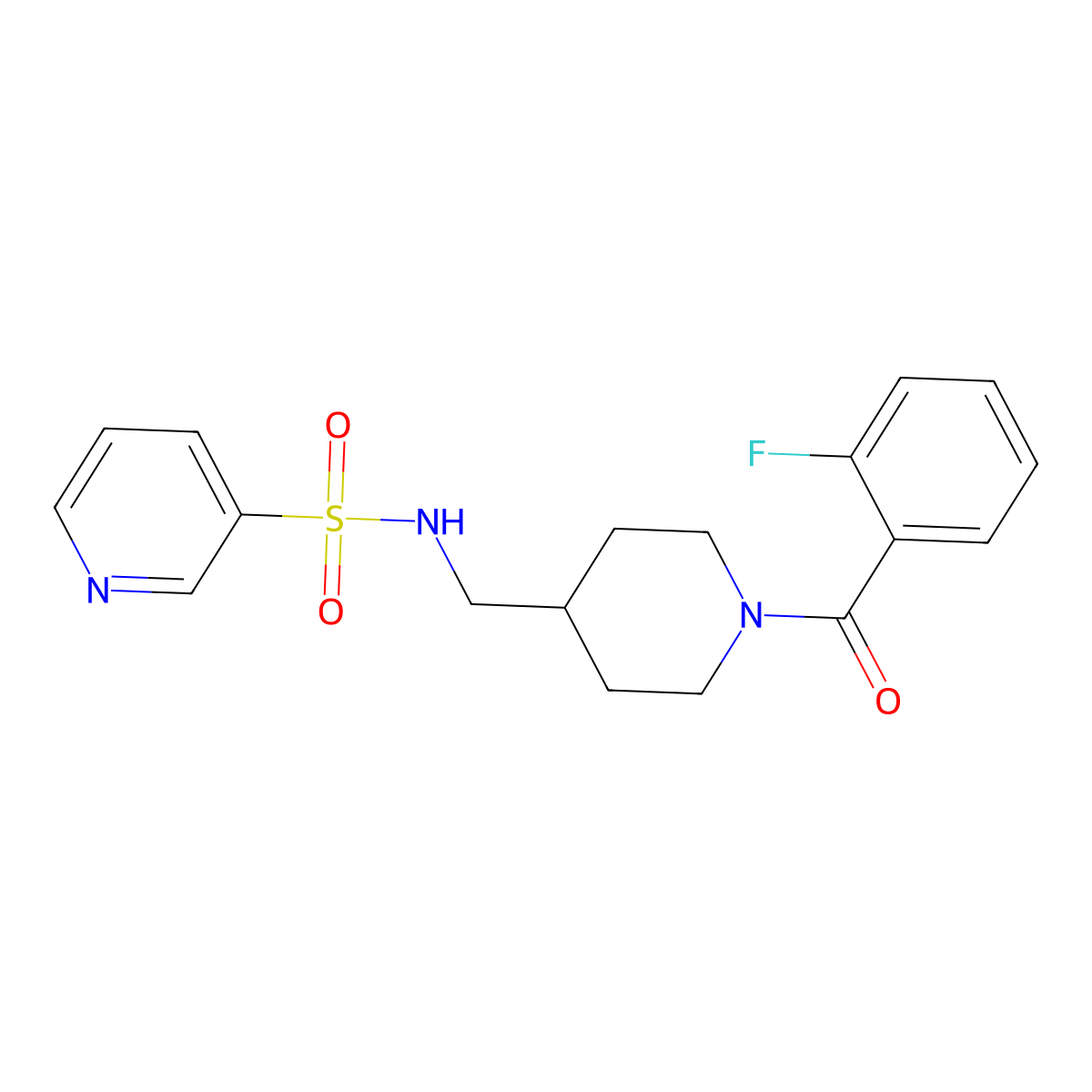 N-{[1-(2-fluorobenzoyl)piperidin-4-yl]methyl}pyridine-3-sulfonamide molecular structure, CAS 1235266-49-5